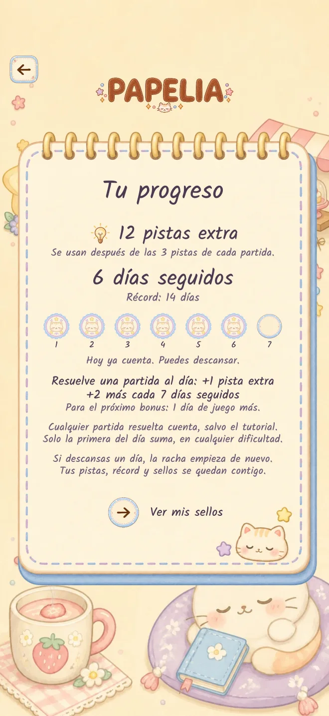 Pantalla del juego Papelia: UN RETO PARA CADA DÍA