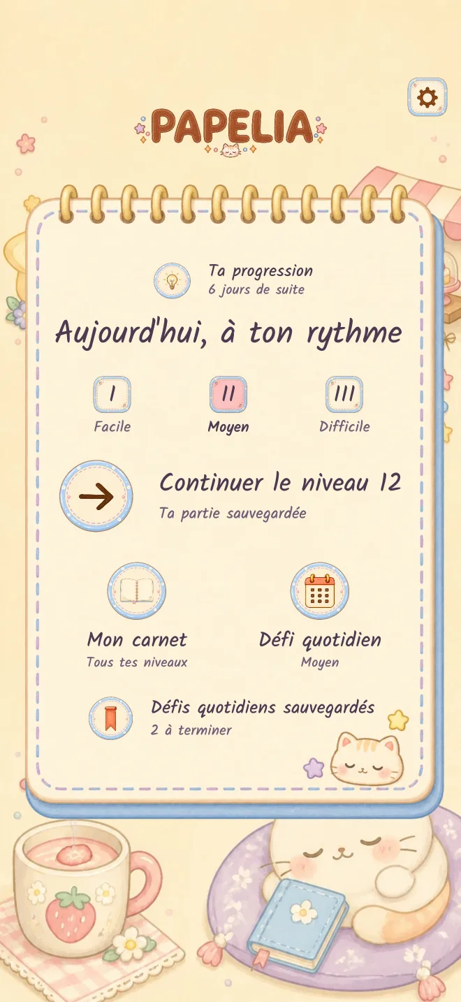 Écran du jeu Papelia: JOUE À TON RYTHME