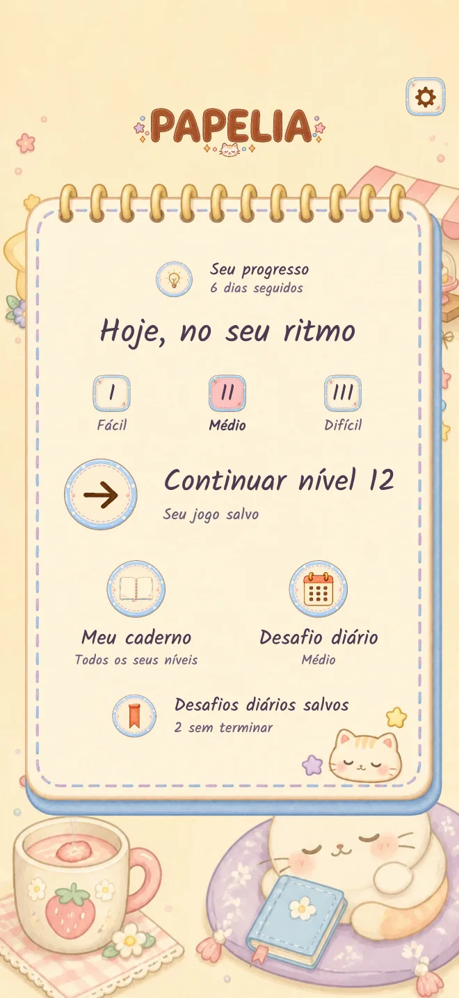 Tela do jogo Papelia: JOGUE NO SEU RITMO