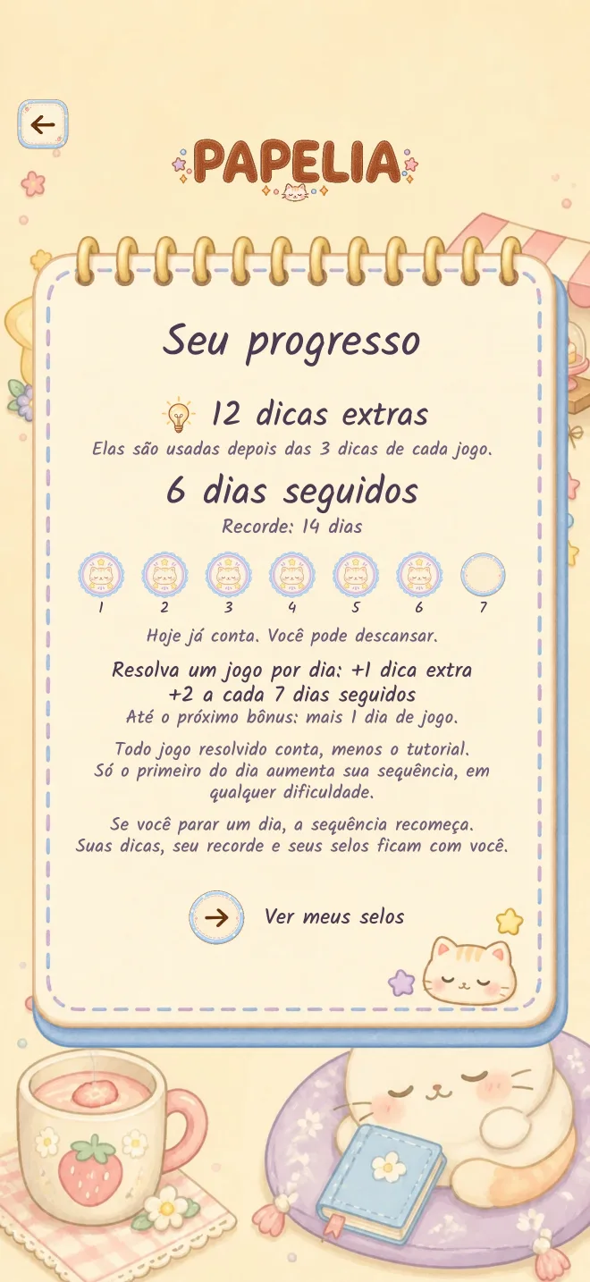 Tela do jogo Papelia: UM DESAFIO PARA CADA DIA