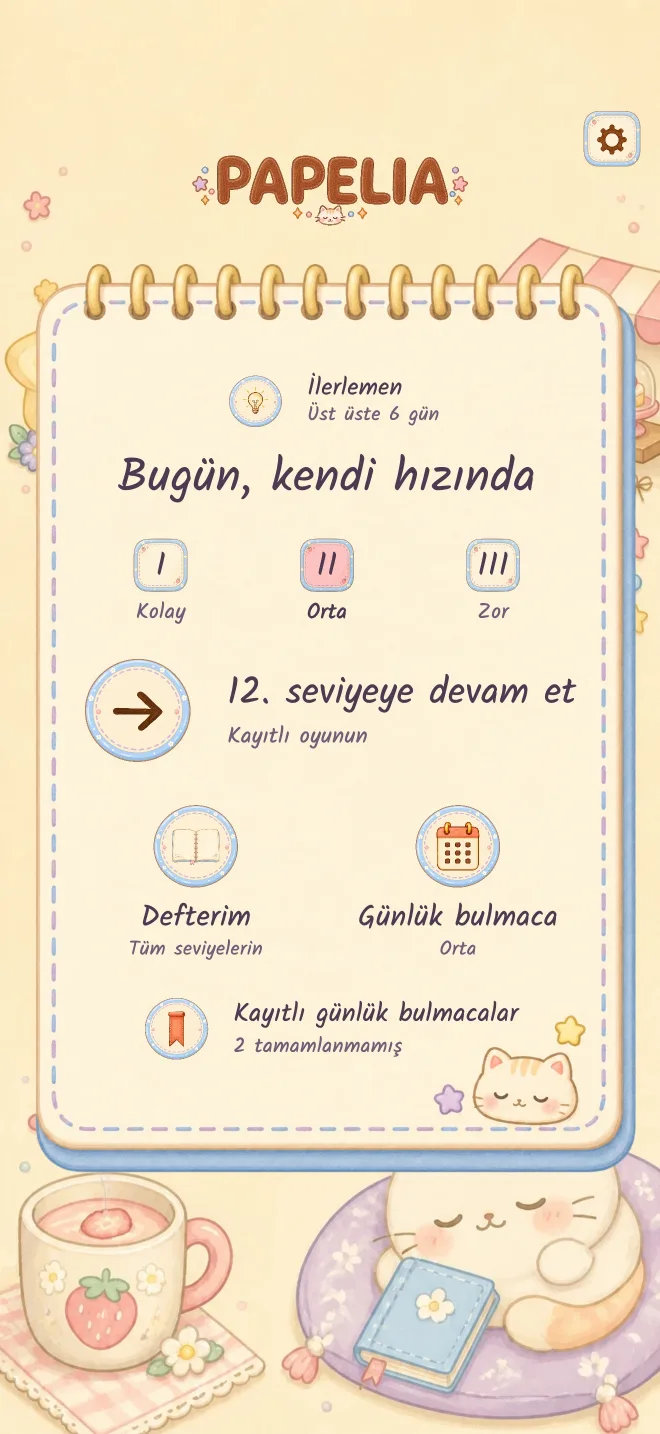 Papelia oyun ekranı: KENDİ HIZINDA OYNA